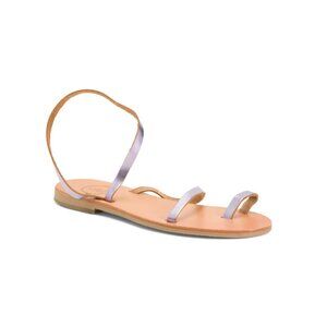 CIEL Metallic Purple Leather Handmade Daytona Toe Ring Sandals